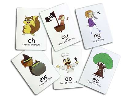 Reading Rabbits Phonics Cards A4 Teaching Set- Digraphs and Trigraphs